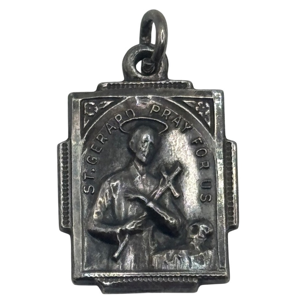 Vintage Sterling Silver St Saint Gerard Religious Medal